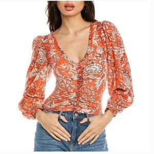 Free People Orange Floral Top